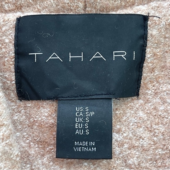 Tahari Long Open front Wool Blend Vest Cardigan Beige/Tan Size S - Picture 5 of 7